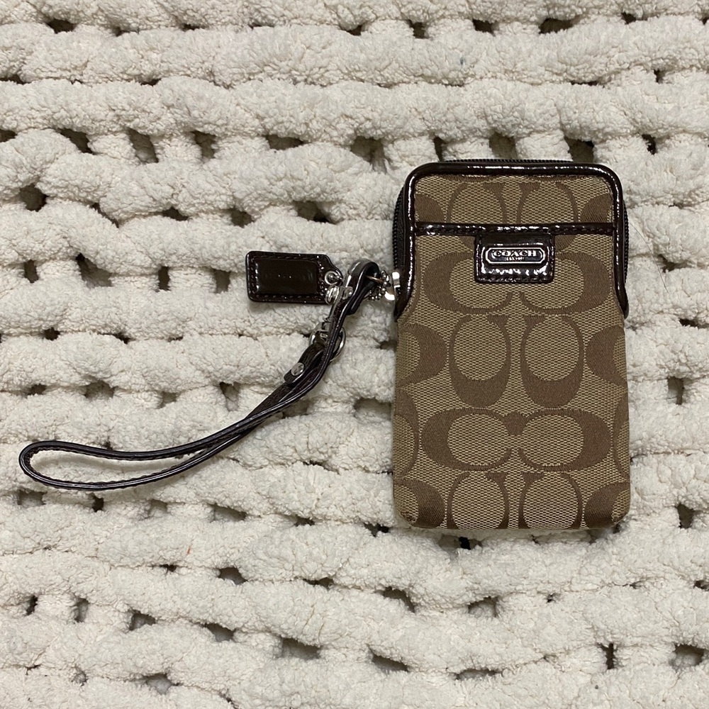 Coach Brown Signature Wristlet